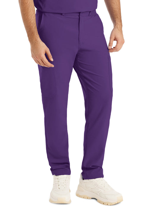 Men's Eight-Pocket Mid-Rise Rib-Knit Elastic Waist Cargo Pant - LB410 - Eggplant