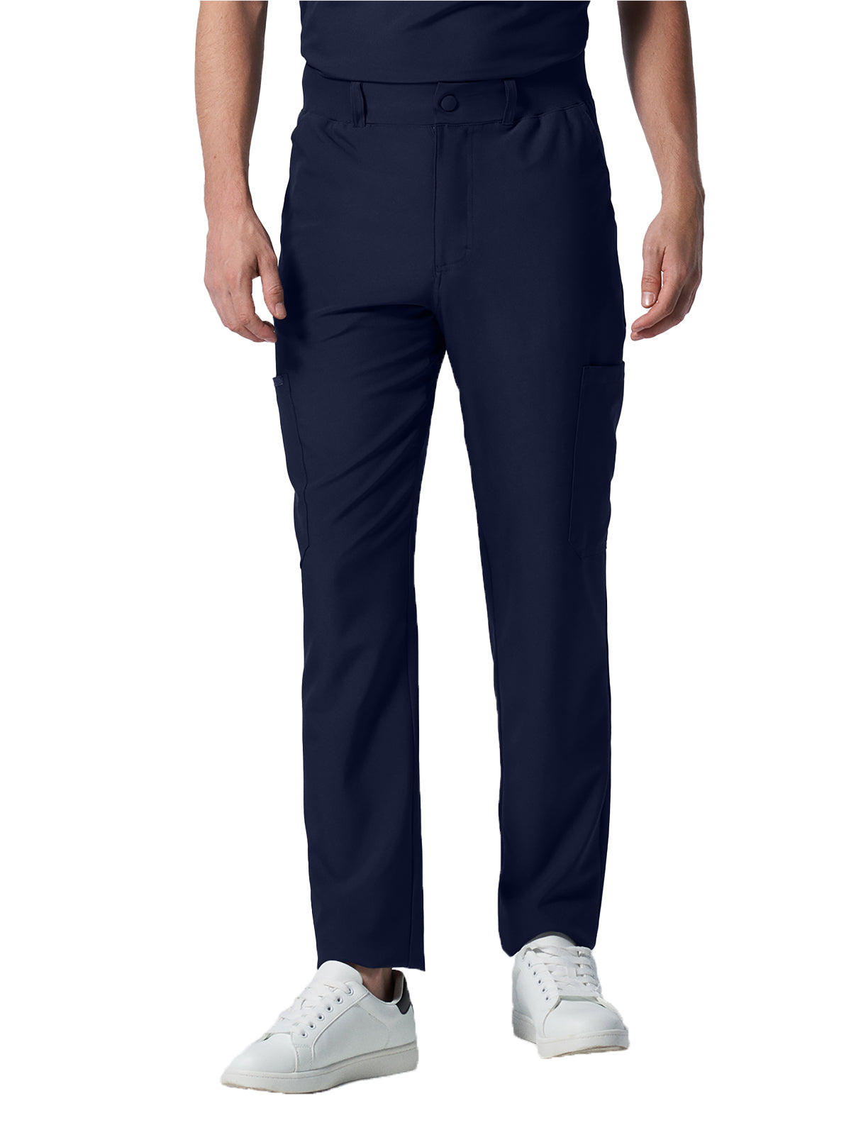 Men's Eight-Pocket Mid-Rise Rib-Knit Elastic Waist Cargo Pant - LB410 - Navy