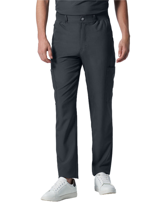 Men's Eight-Pocket Mid-Rise Rib-Knit Elastic Waist Cargo Pant - LB410 - Pewter