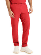 Men's Eight-Pocket Mid-Rise Rib-Knit Elastic Waist Cargo Pant - LB410 - Red