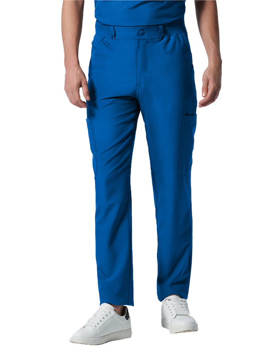 Men's Eight-Pocket Mid-Rise Rib-Knit Elastic Waist Cargo Pant - LB410 - Royal