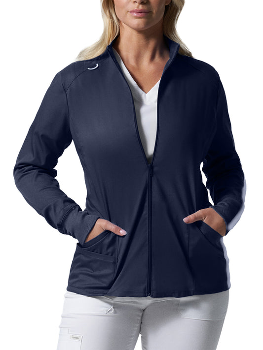 Women's Three-Pocket Mock Neck Zip-Front Jacket - LJ701 - True Navy
