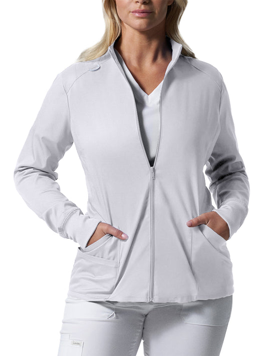Women's Three-Pocket Mock Neck Zip-Front Jacket - LJ701 - White