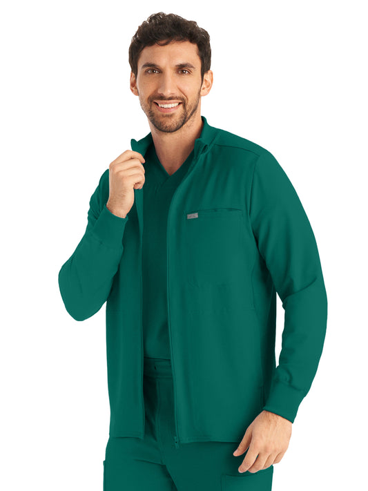 Men's Three-Pocket Mock-Neck Zip-Front Jacket - LJ703 - Hunter