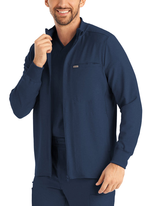 Men's Three-Pocket Mock-Neck Zip-Front Jacket - LJ703 - Navy