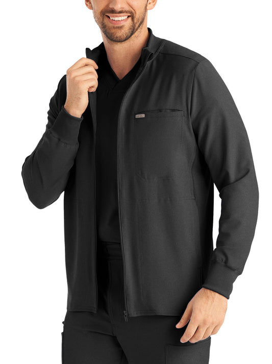 Men's Three-Pocket Mock-Neck Zip-Front Jacket - LJ703 - Pewter