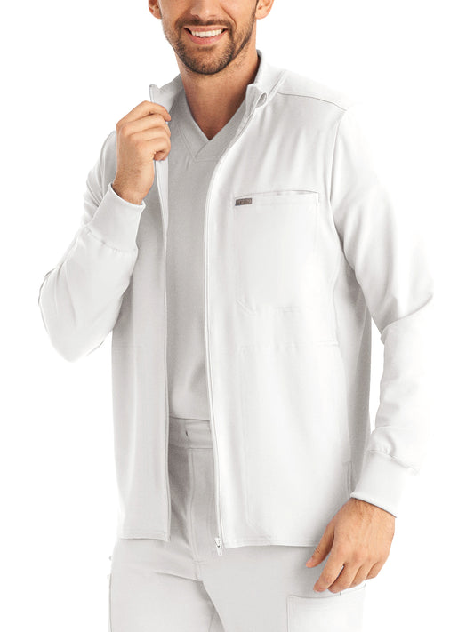 Men's Three-Pocket Mock-Neck Zip-Front Jacket - LJ703 - White