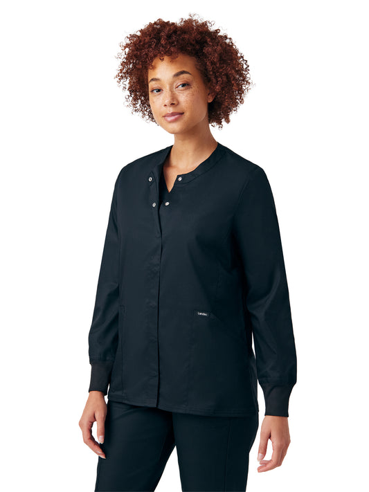 Women's Three-Pocket Scrub Jacket - LJ706 - Black