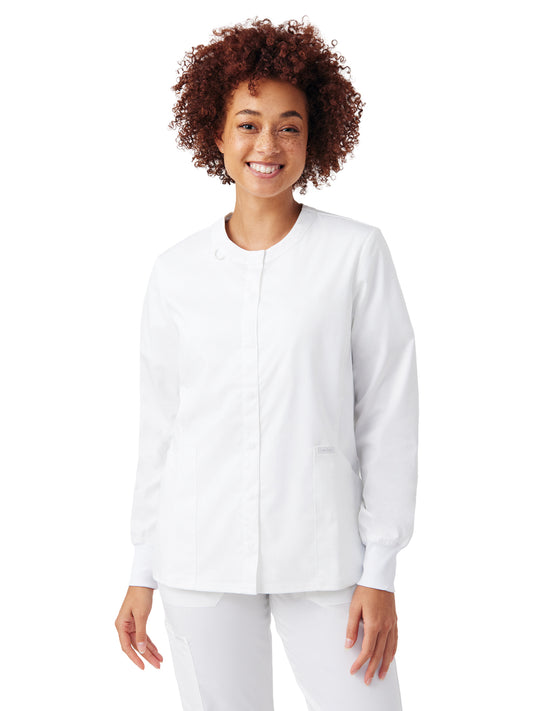 Women's Three-Pocket Scrub Jacket - LJ706 - White