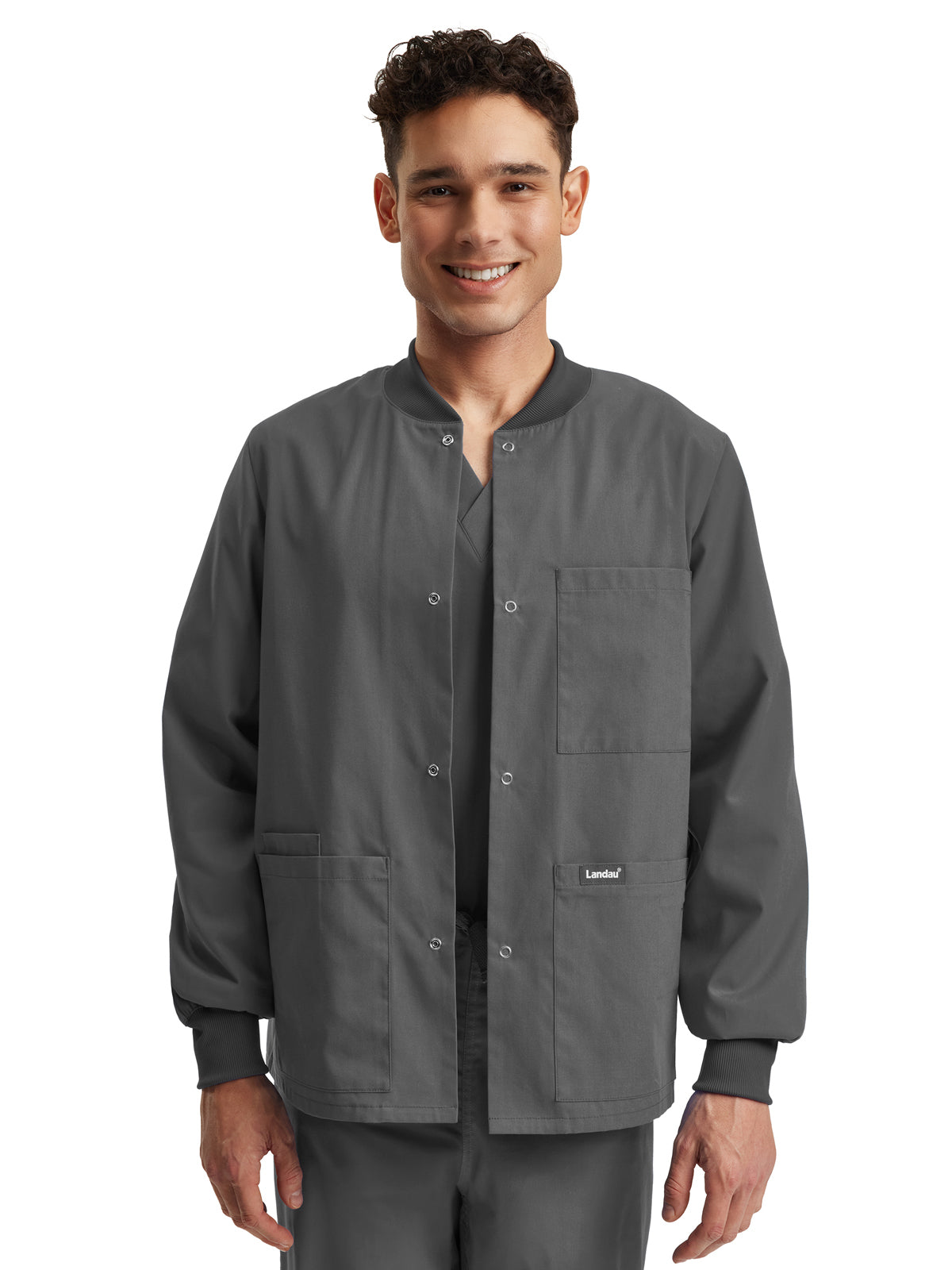 Unisex Five-Pocket Snap Front Warm-Up Jacket - LJ709 - Steel Grey