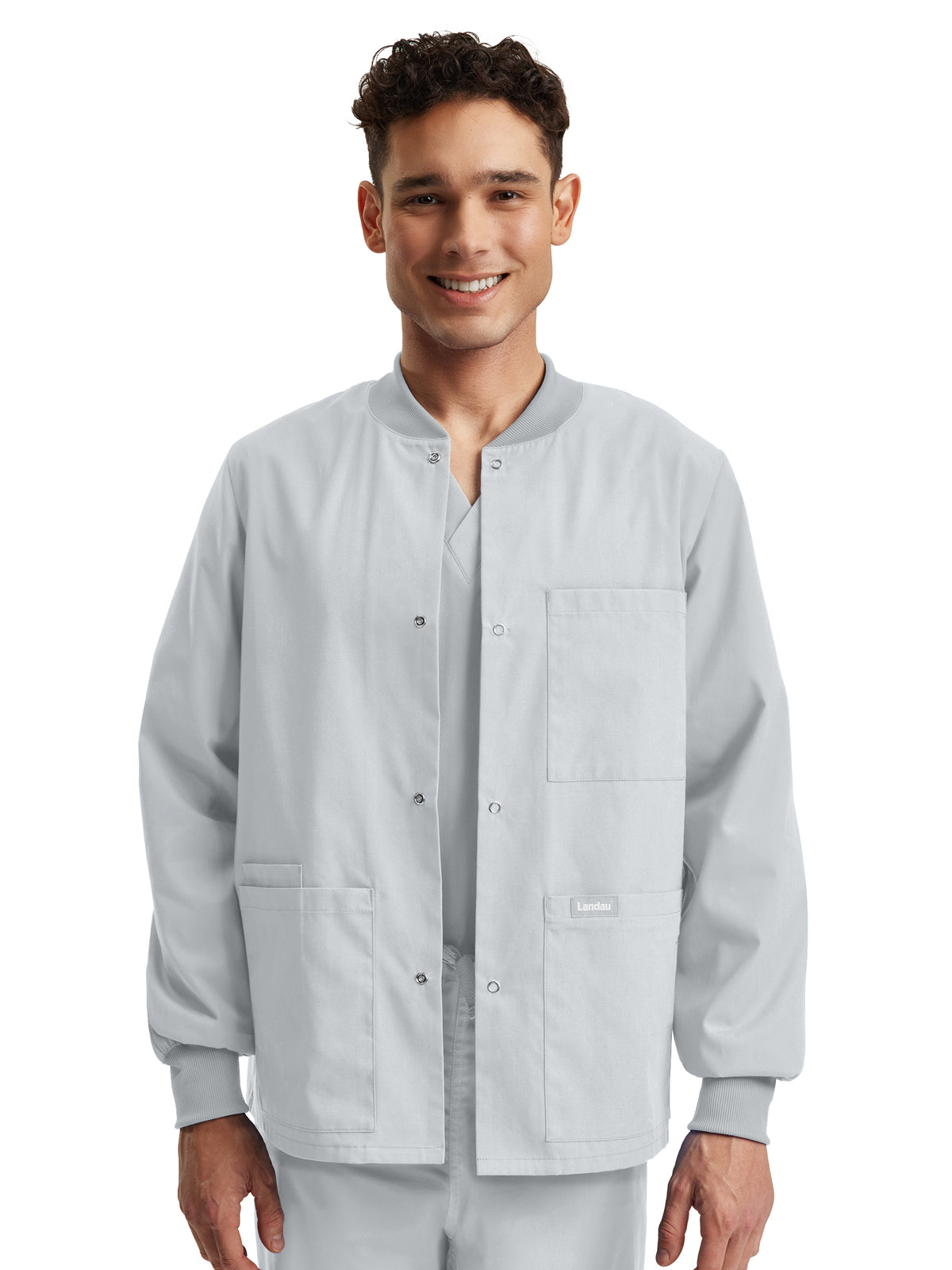 Unisex Five-Pocket Snap Front Warm-Up Jacket - LJ709 - White