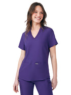 Women's Three-Pocket Rib-Knit Neckline V-Neck Top - LT100 - Grape