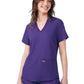 Women's Three-Pocket Rib-Knit Neckline V-Neck Top - LT100 - Grape