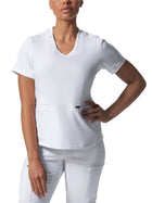Women's Three-Pocket Rib-Knit Neckline V-Neck Top - LT100 - White