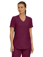 Women's Three-Pocket Rib-Knit Neckline V-Neck Top - LT100 - Wine