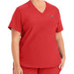 Women's Two-Pocket Shirttail Hemline V-Neck Top - LT101 - Red