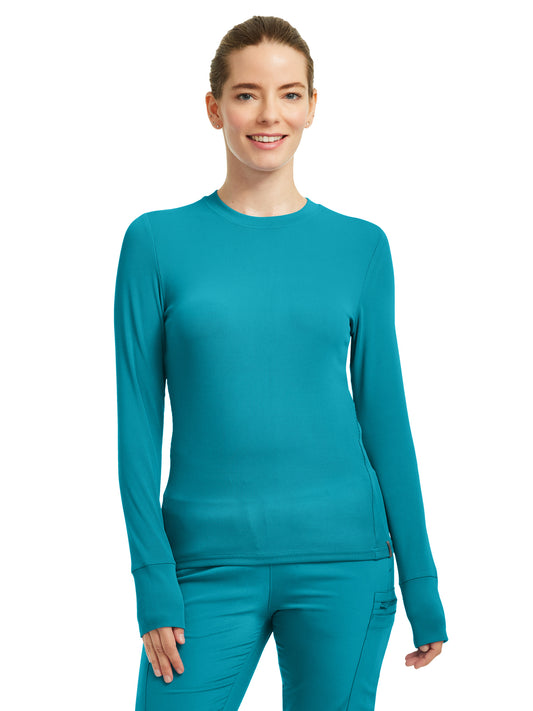 Women's One-Pocket Long-Sleeve Crew Neck Underscrub Tee - LT103 - Teal
