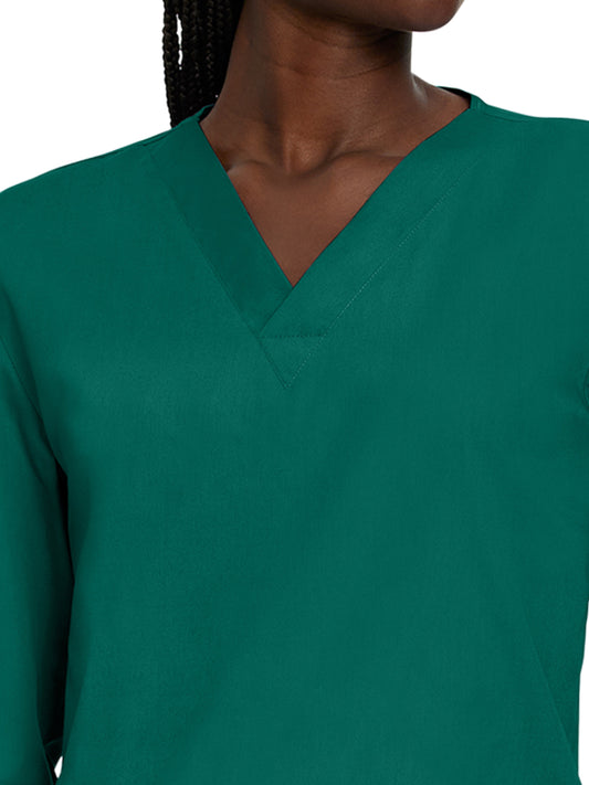 Unisex No-Pocket Crossover V-Neck Long-Sleeve Top - LT104 - Hunter