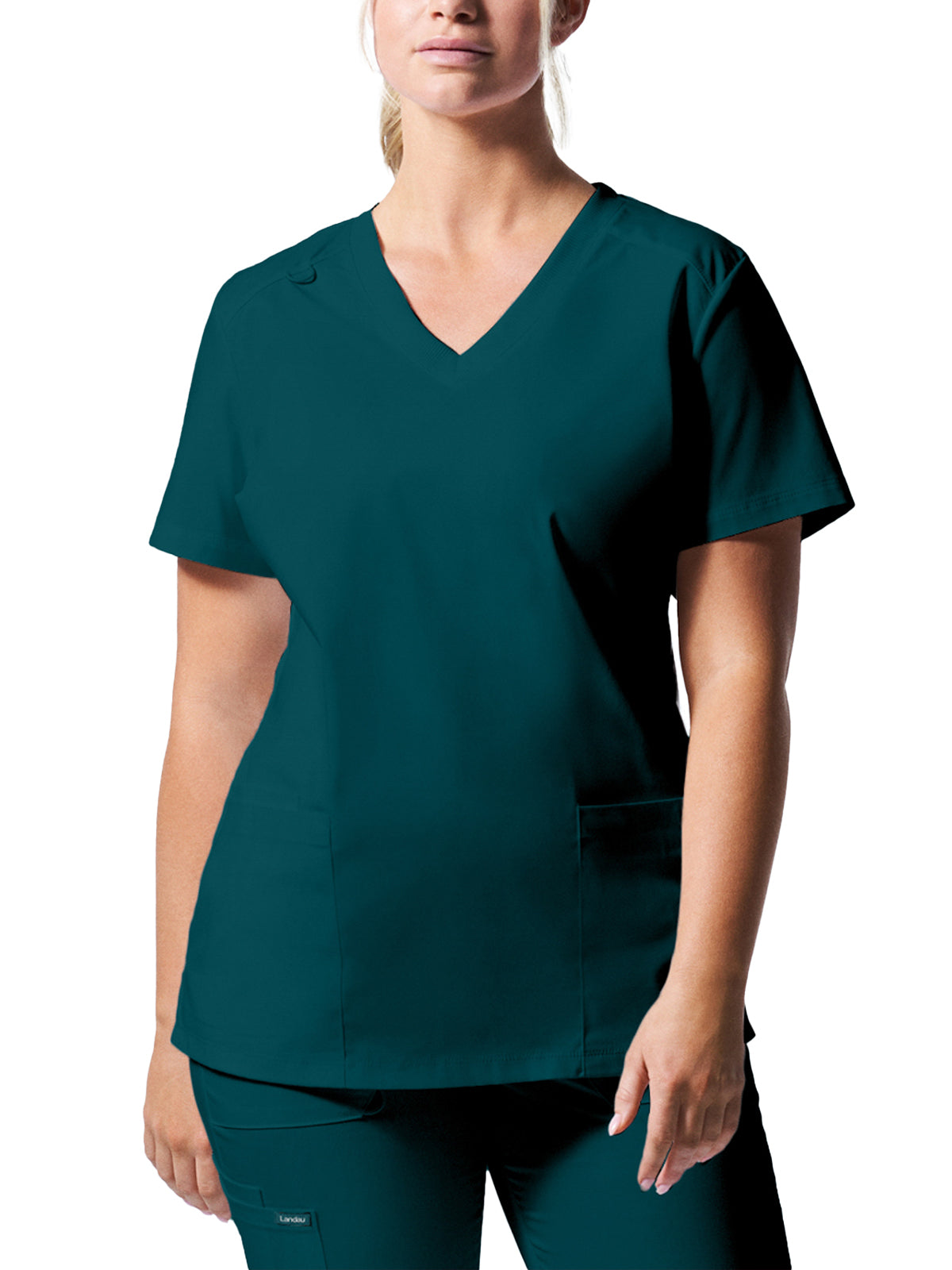 Women's Three-Pocket V-Neck Top - LT105 - Caribbean