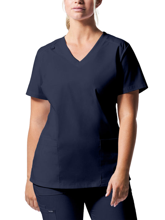 Women's Three-Pocket V-Neck Top - LT105 - True Navy