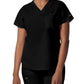 Women's Two-Pocket Back Princess Seamed V-Neck Top - LT107 - Black