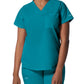 Women's Two-Pocket Back Princess Seamed V-Neck Top - LT107 - Teal