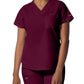 Women's Two-Pocket Back Princess Seamed V-Neck Top - LT107 - Wine