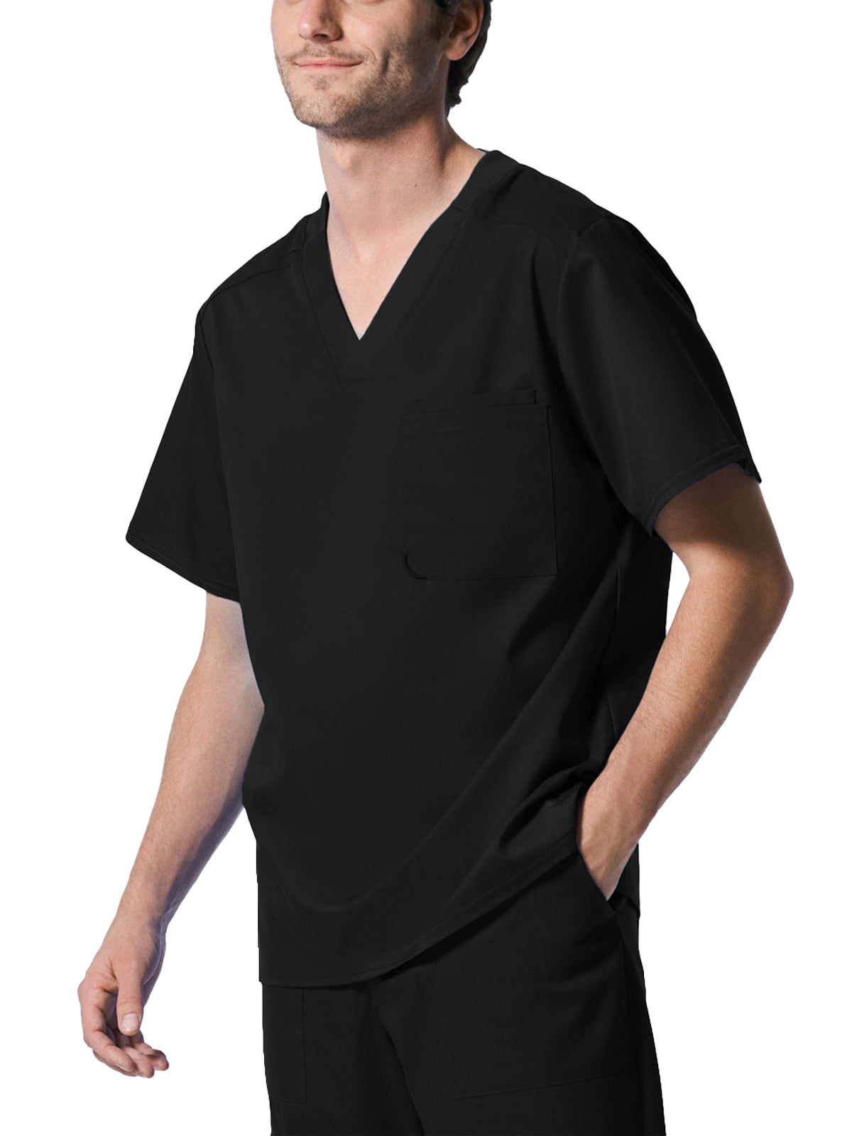 Men's Two-Pocket Tuckable V-Neck Top - LT108 - Black