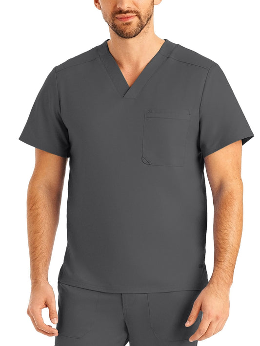 Men's Two-Pocket Tuckable V-Neck Top - LT108 - Steel