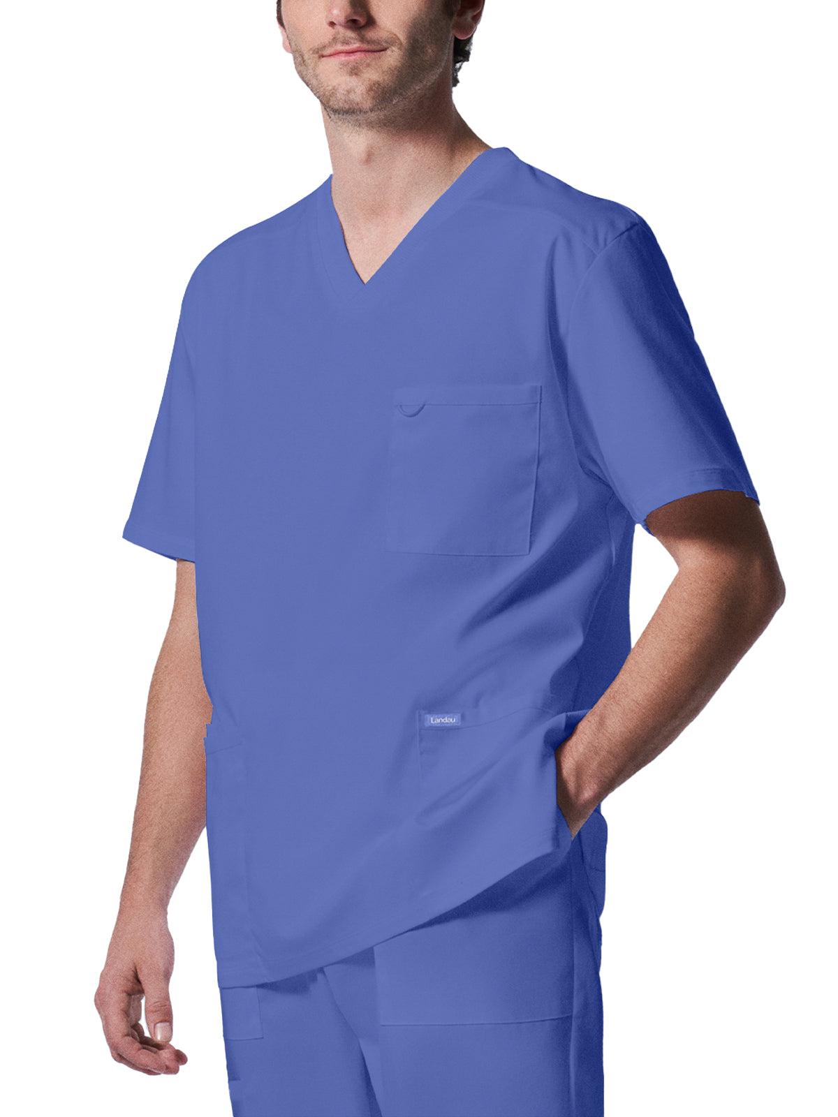 Men's Four-Pocket Back Yoke V-Neck Top - LT109 - Ceil