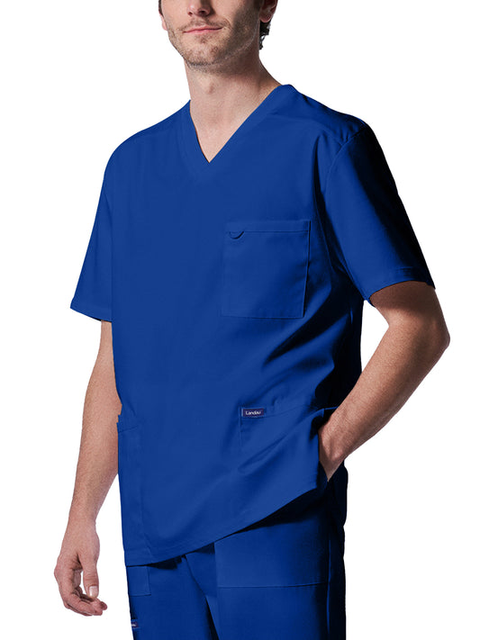 Men's Four-Pocket Back Yoke V-Neck Top - LT109 - Galaxy