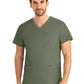 Men's Four-Pocket Back Yoke V-Neck Top - LT109 - Olive Moss
