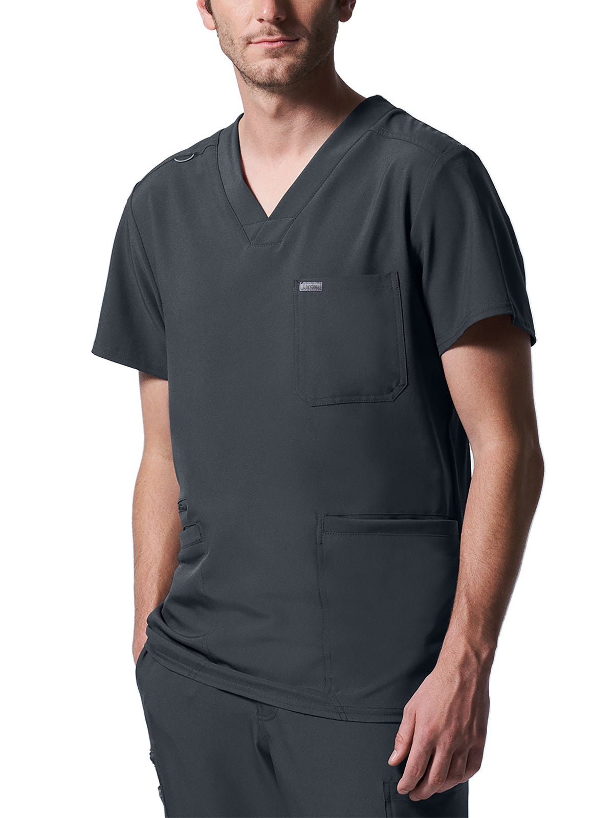 Men's Four-Pocket Back Yoke V-Neck Top - LT110 - Pewter