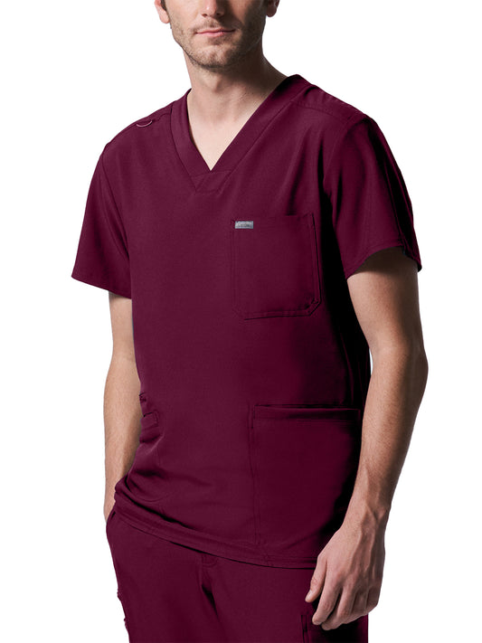 Men's Four-Pocket Back Yoke V-Neck Top - LT110 - Wine