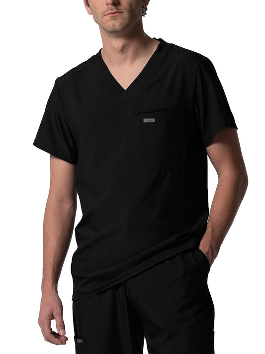 Men's Two-Pocket Tuckable V-Neck Top - LT111 - Black