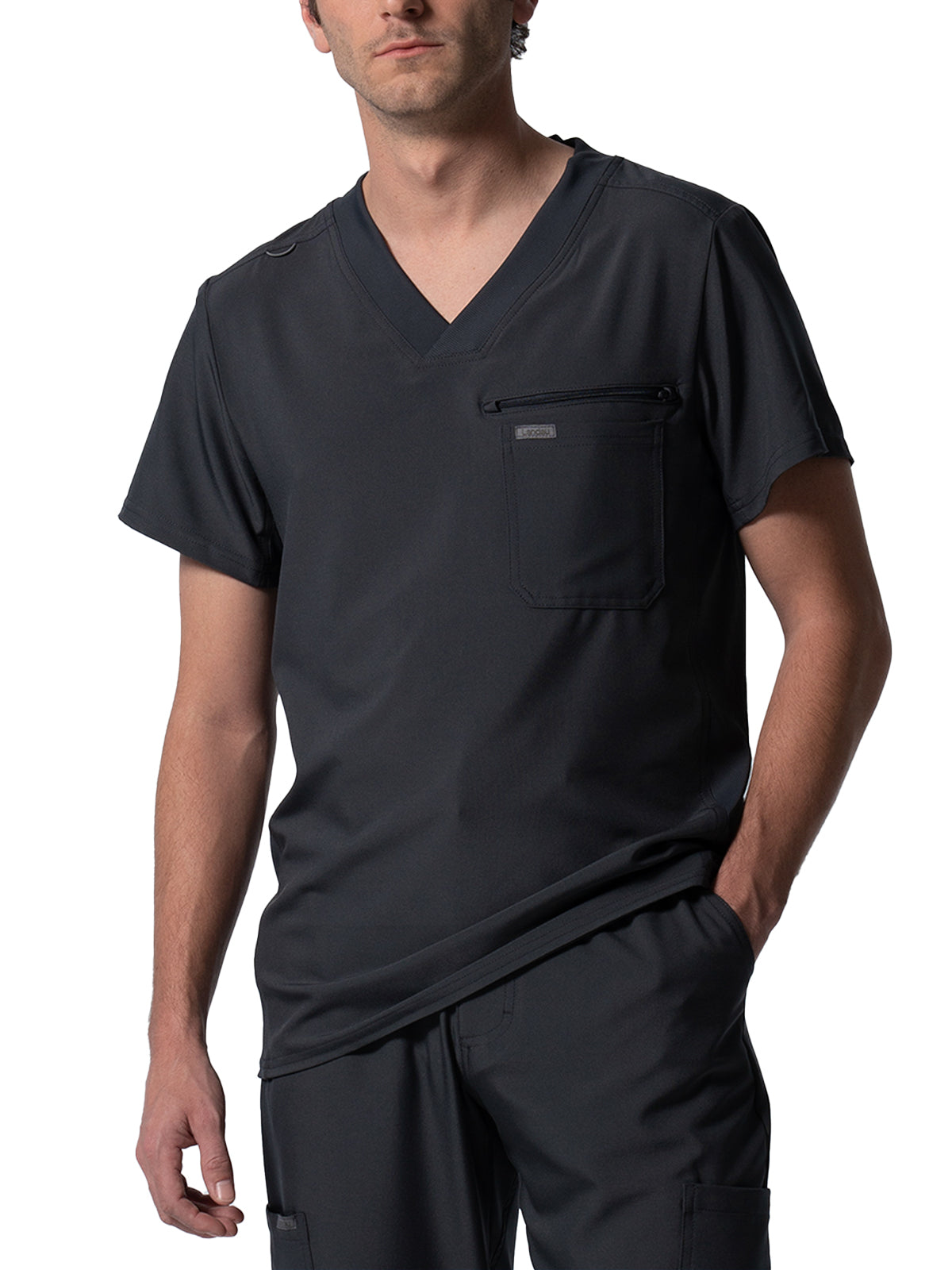 Men's Two-Pocket Tuckable V-Neck Top - LT111 - Pewter