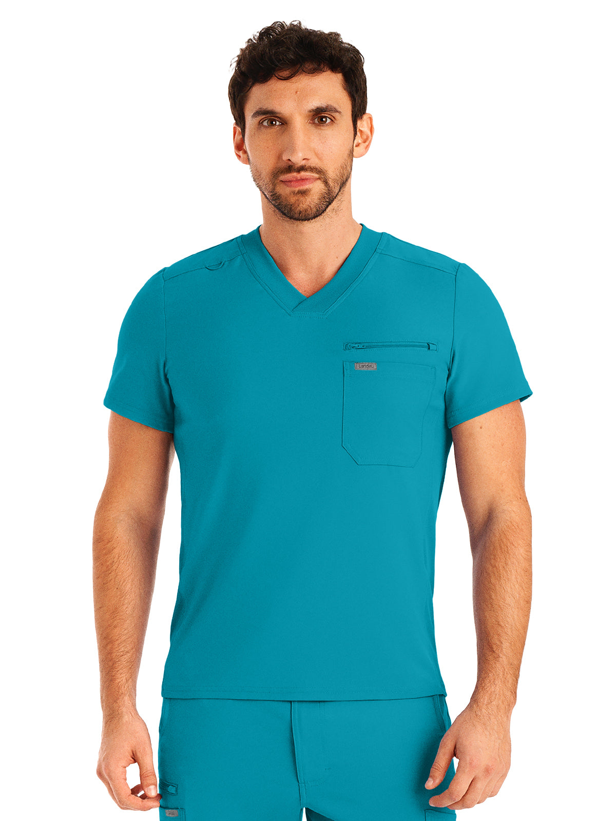 Men's Two-Pocket Tuckable V-Neck Top - LT111 - Teal