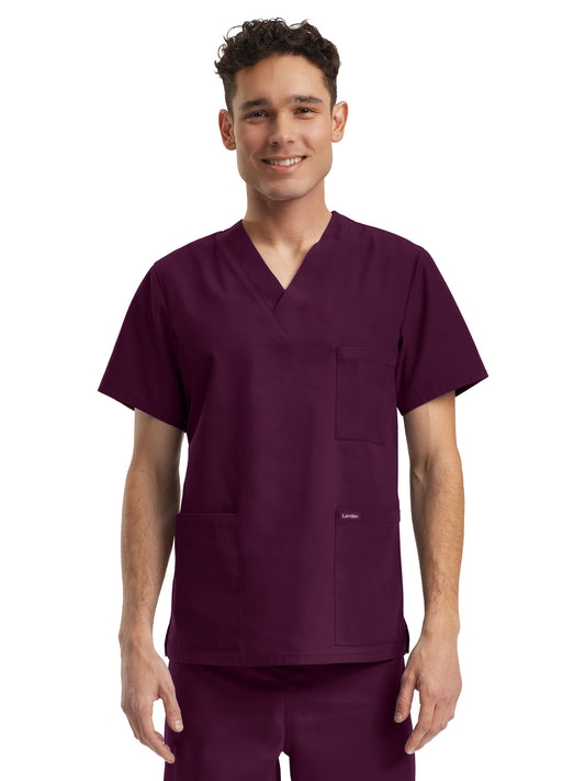 Unisex Three-Pocket V-Neck Top - LT121 - Wine