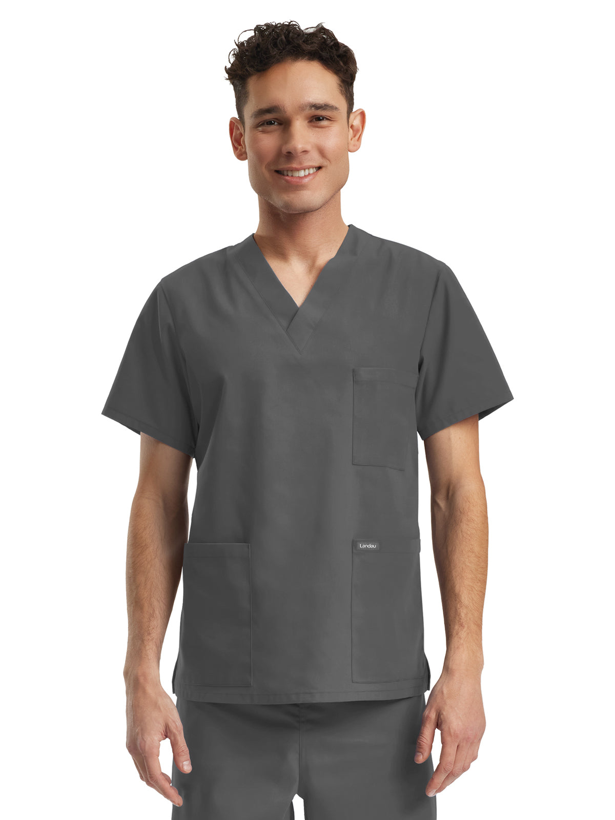 Unisex Three-Pocket V-Neck Top - LT121 - Steel Grey