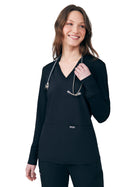 Women's Two-Pocket V-Neck Scrub Top - LT125 - Black
