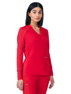 Women's Two-Pocket V-Neck Scrub Top - LT125 - Red
