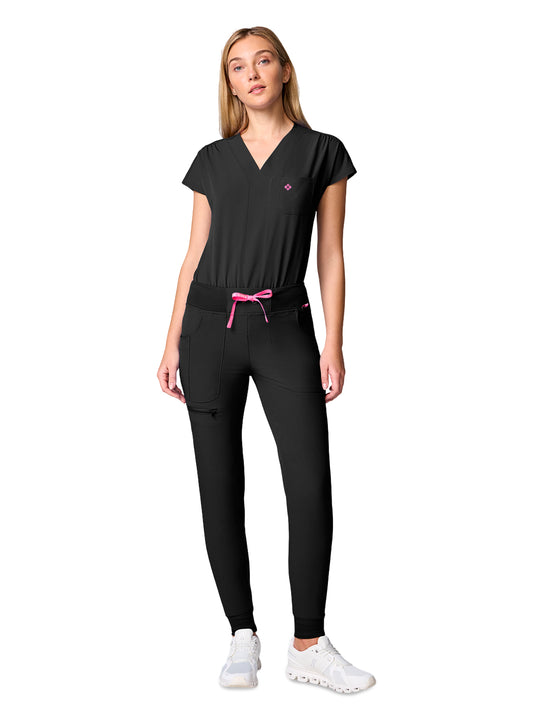Women's 1-Pocket V-Neck Bodysuit - 00017 - Black