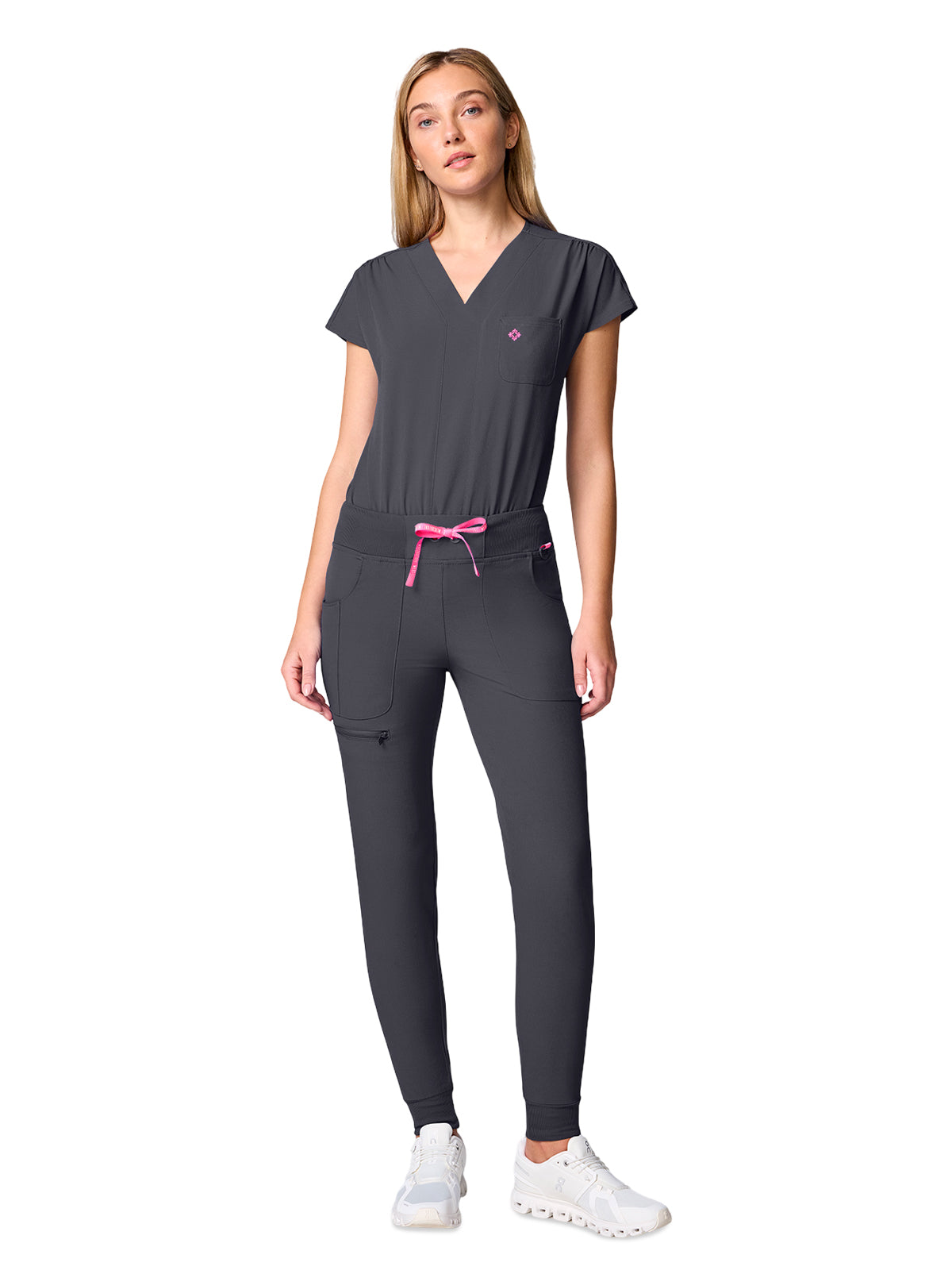 Women's 1-Pocket V-Neck Bodysuit - 00017 - Pewter