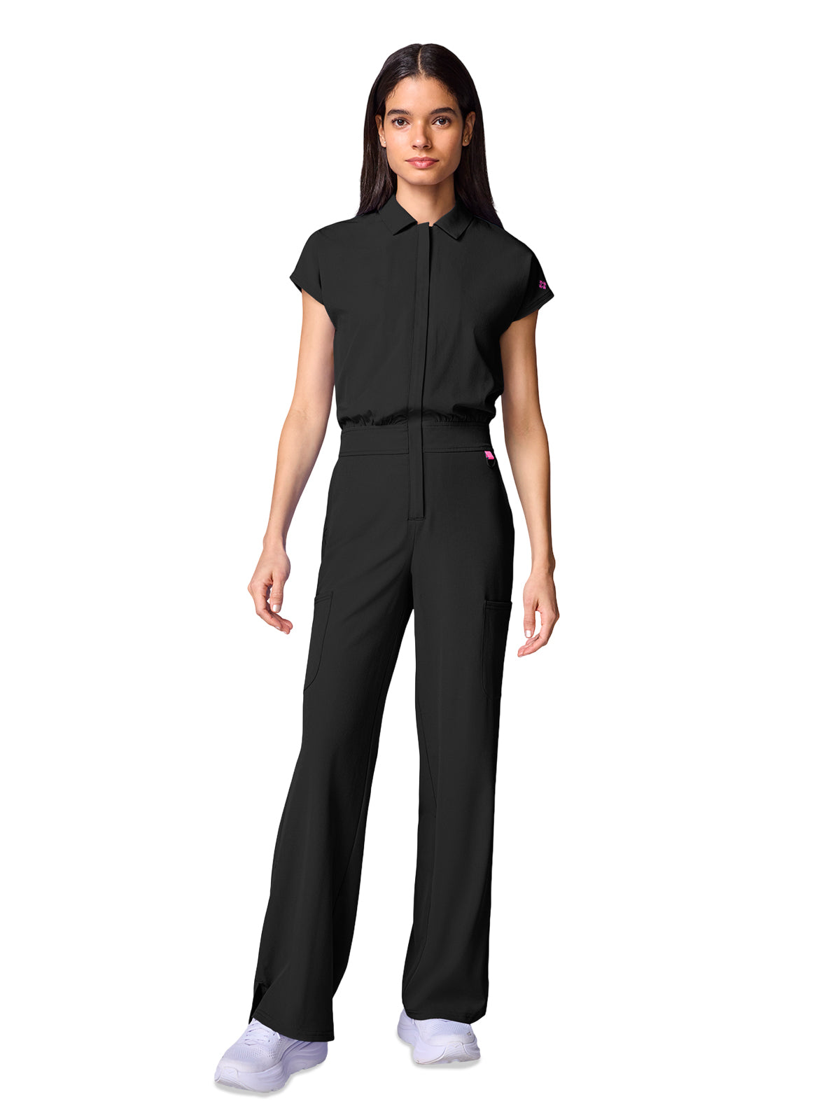 Women's 4-Pocket Wide Leg Bodysuit - 00018 - Black