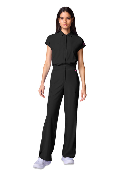 Women's 4-Pocket Wide Leg Bodysuit - 00018 - Black