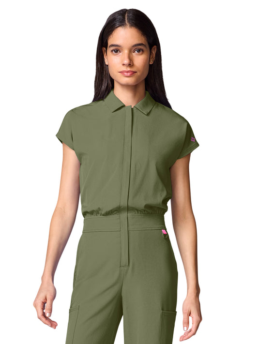 Women's 4-Pocket Wide Leg Bodysuit - 00018 - Olive