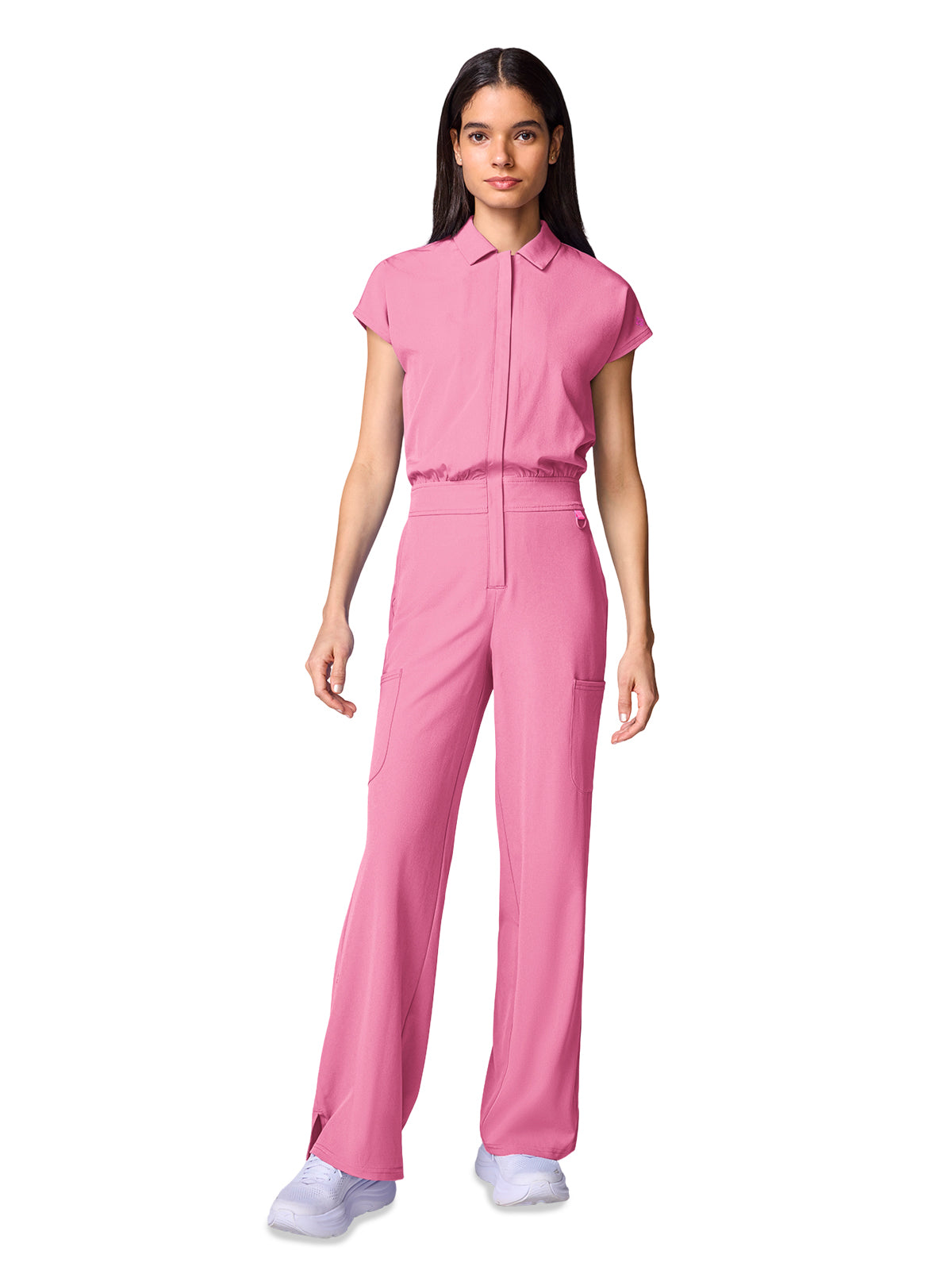 Women's 4-Pocket Wide Leg Bodysuit - 00018 - Pixel Pink