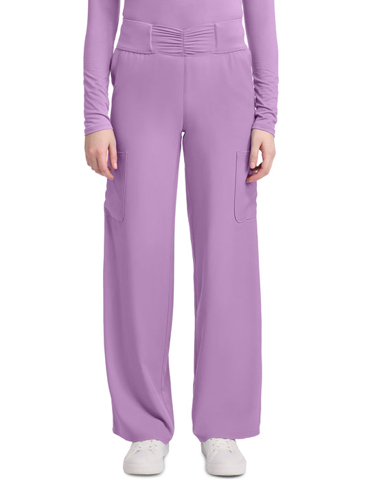 Women's 5-Pocket Ruched Wide Leg Pant - 011 - Lilac