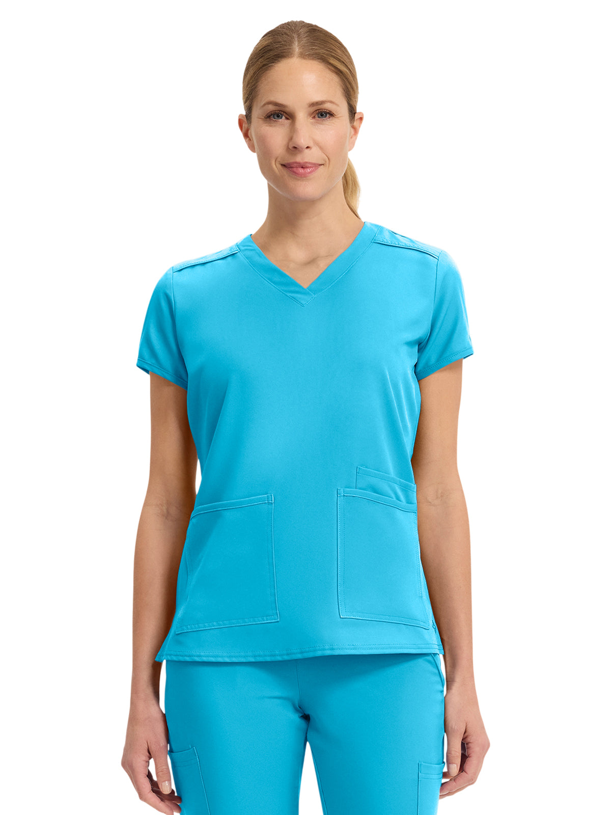 Women's 3-Pocket Shoulder Binding Top - 2411 - Turquoise