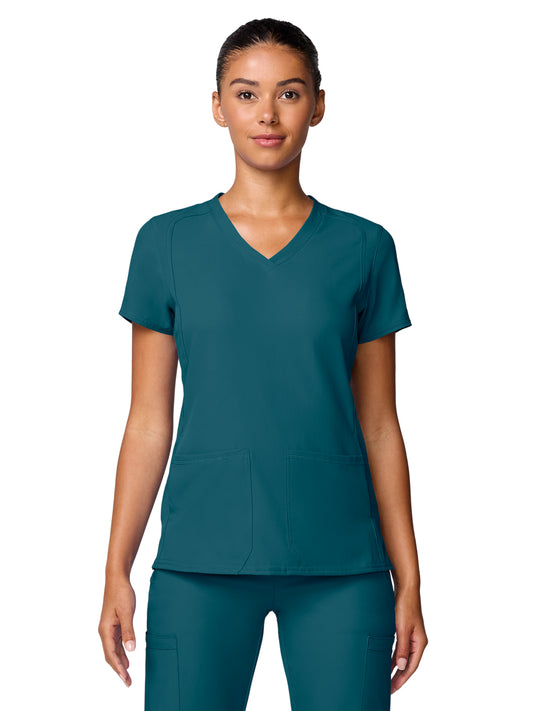 Women's 4-Pocket Shaped Shoulder Seam Top - 2468 - Caribbean